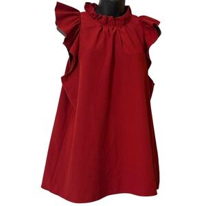Entro ruffle neck sleeveless blouse size M